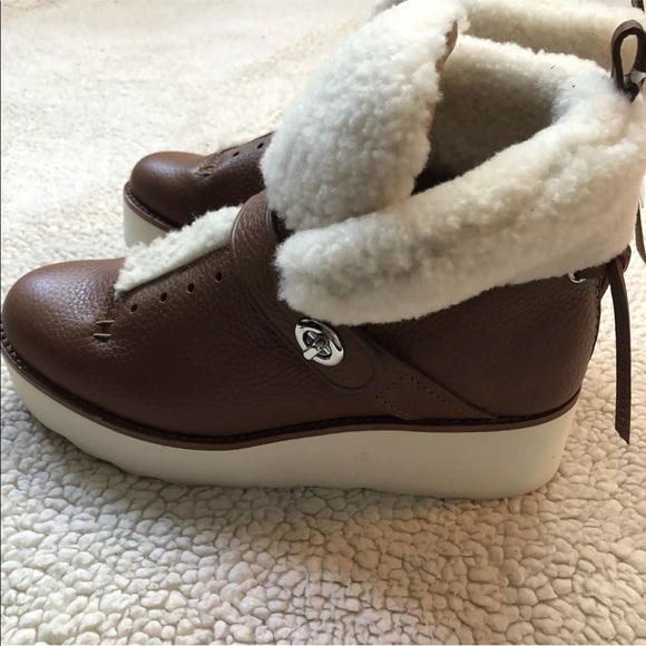 COACH URBAN HIKER Shearling Leather Platform Boots - Picture 2 of 7